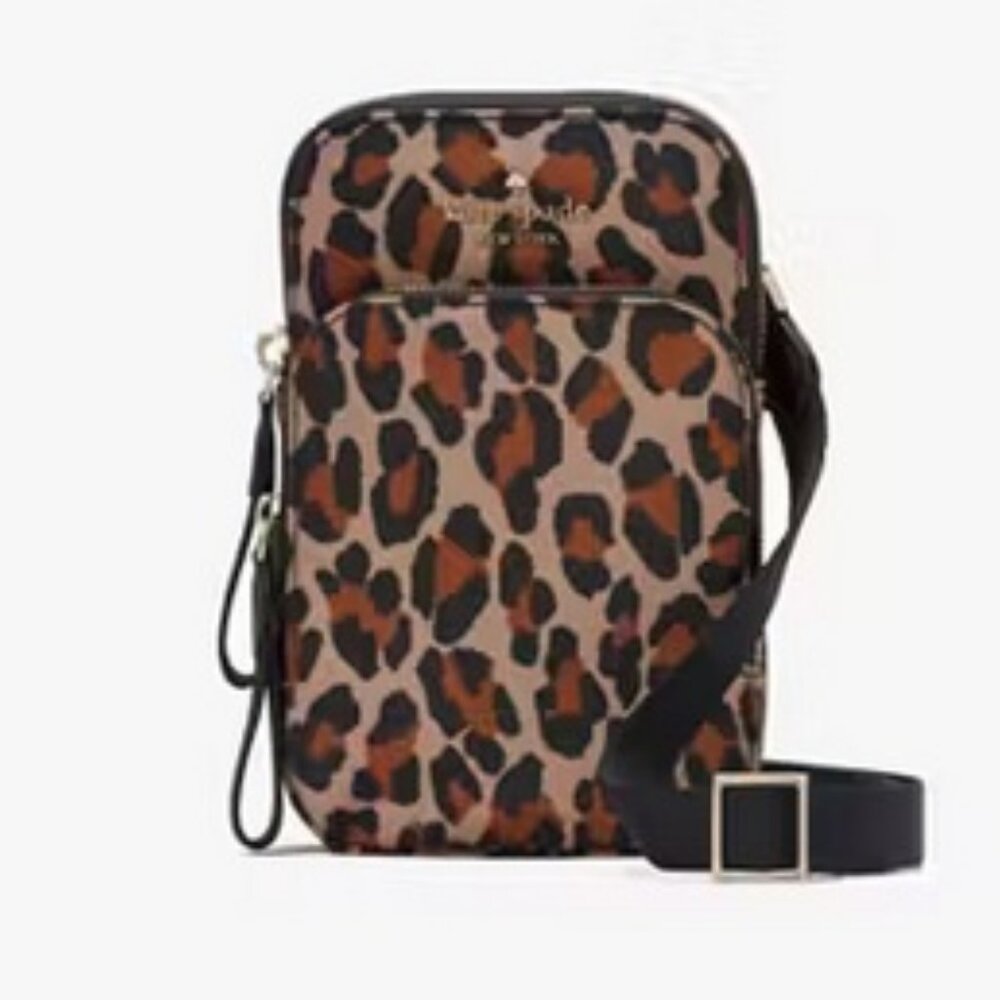 Kate Spade Leopard Phone Crossbody, Lanyard & Guitar Strap in Brown Multi, NWT - Picture 11 of 15